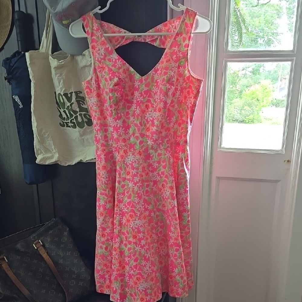 Lilly Pulitzer Vibrant Pink Floral Backless Dress